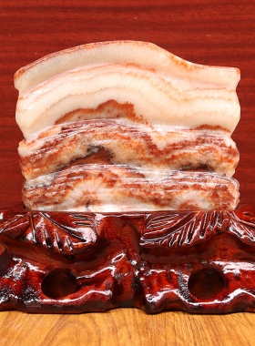 天然石材奇石摆件猪肉石五花肉桌面装饰15*15*6cm2075g雕刻石摆件