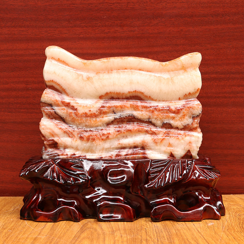 天然石材奇石摆件猪肉石五花肉桌面装饰20*16*9cm4855g雕刻石摆件