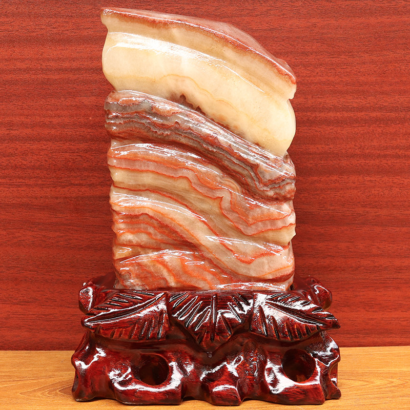 天然石材奇石摆件猪肉石五花肉桌面装饰14*20*8cm3185g雕刻石摆件