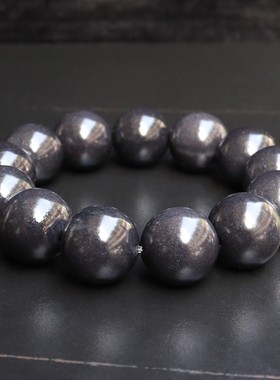 天然桂林鸡血玉石手链上朗料黑色手串男士18*18mm13颗107g手链