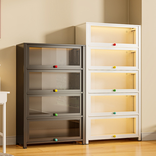 梧桐熊手办展示柜钢制书柜带玻璃门儿童防尘书架谷子置物柜铁皮柜