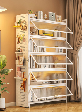 梧桐熊钢制书柜带门儿童书架一体靠墙防尘储物柜落地置物架收纳柜