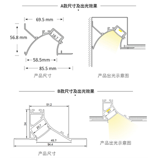 回光灯槽线条灯led嵌入式铝型材免吊顶开槽客厅漫反射洗墙线性灯