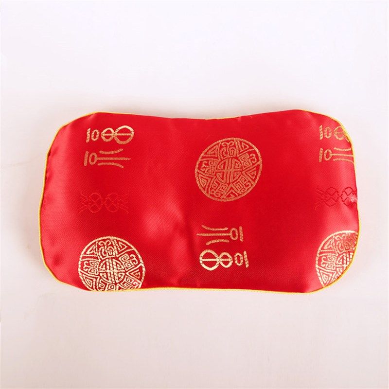 新生婴儿红色绸缎蚕沙定型枕头初生宝宝决明子防偏头四季矫正头型