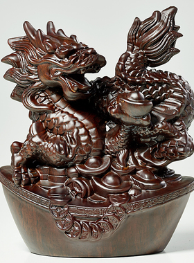 实木雕龙摆件客厅酒柜办公室桌面吉祥龙雕塑生肖龙开业手工艺礼品