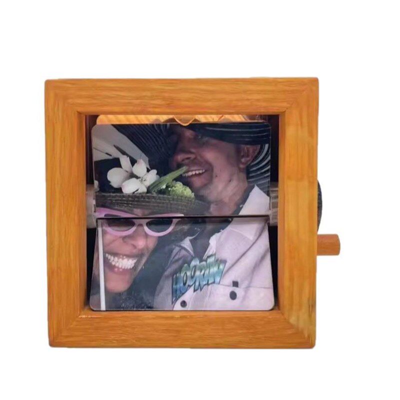 机械手摇动态相册高级感黑胡桃木手工艺品电脑桌摆件定制创意礼物