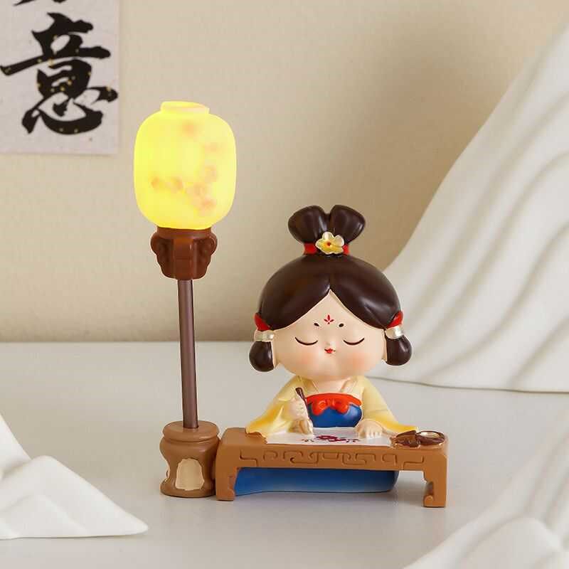 唐仕女唐妞摆件西安文创旅游纪念品寝室书画带小夜灯桌面装饰品