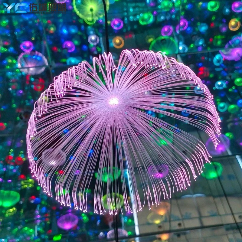 网红led光纤水母灯户外防水室外氛围吊灯景观庭院七彩变色装饰灯