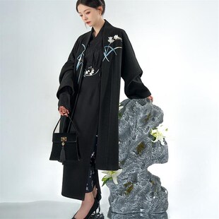 无衣饮羽【苍兰】日常小个子女绣花旋裙中国风显瘦宋制秋冬