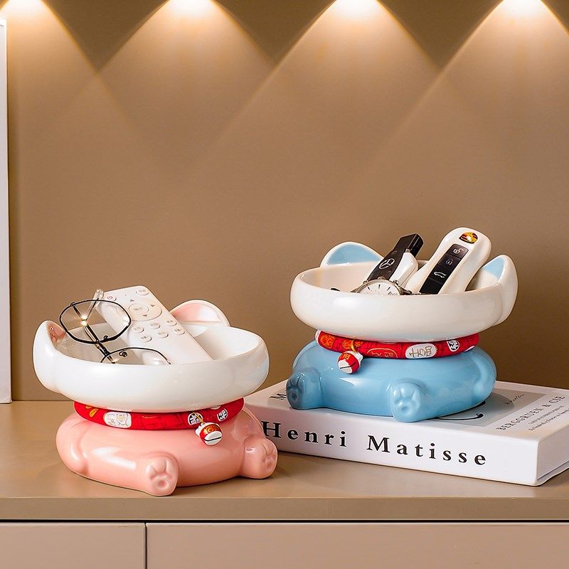 轻奢高颜值招财猫钥匙收纳玄关摆件客厅电视机柜台面高级感装饰品