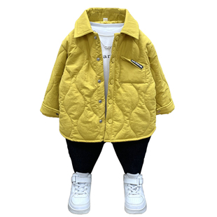 男童轻薄棉衣2022秋冬新款儿童棉服夹棉衬衫洋气加厚宝宝外套衣服