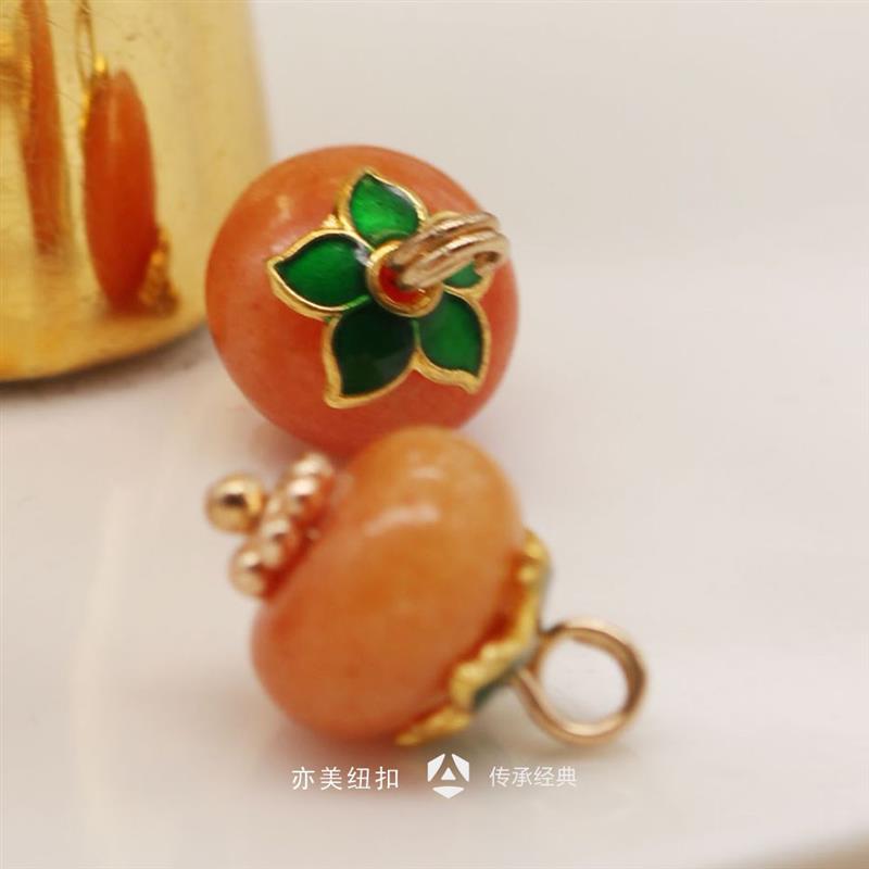 小雏菊橙子桔色玉石绿色花托衬衣扣开衫毛衫扣旗袍装饰手工扣子