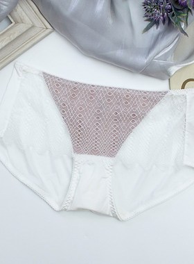 D78重璞内裤女薄款舒适透气三角裤中腰提臀性感蕾丝打底裤紫霞