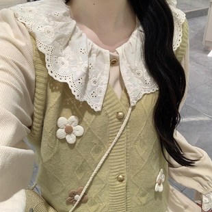 初中女生秋冬灯芯绒连衣裙可爱学院风高中学生毛衣马甲套装中长裙