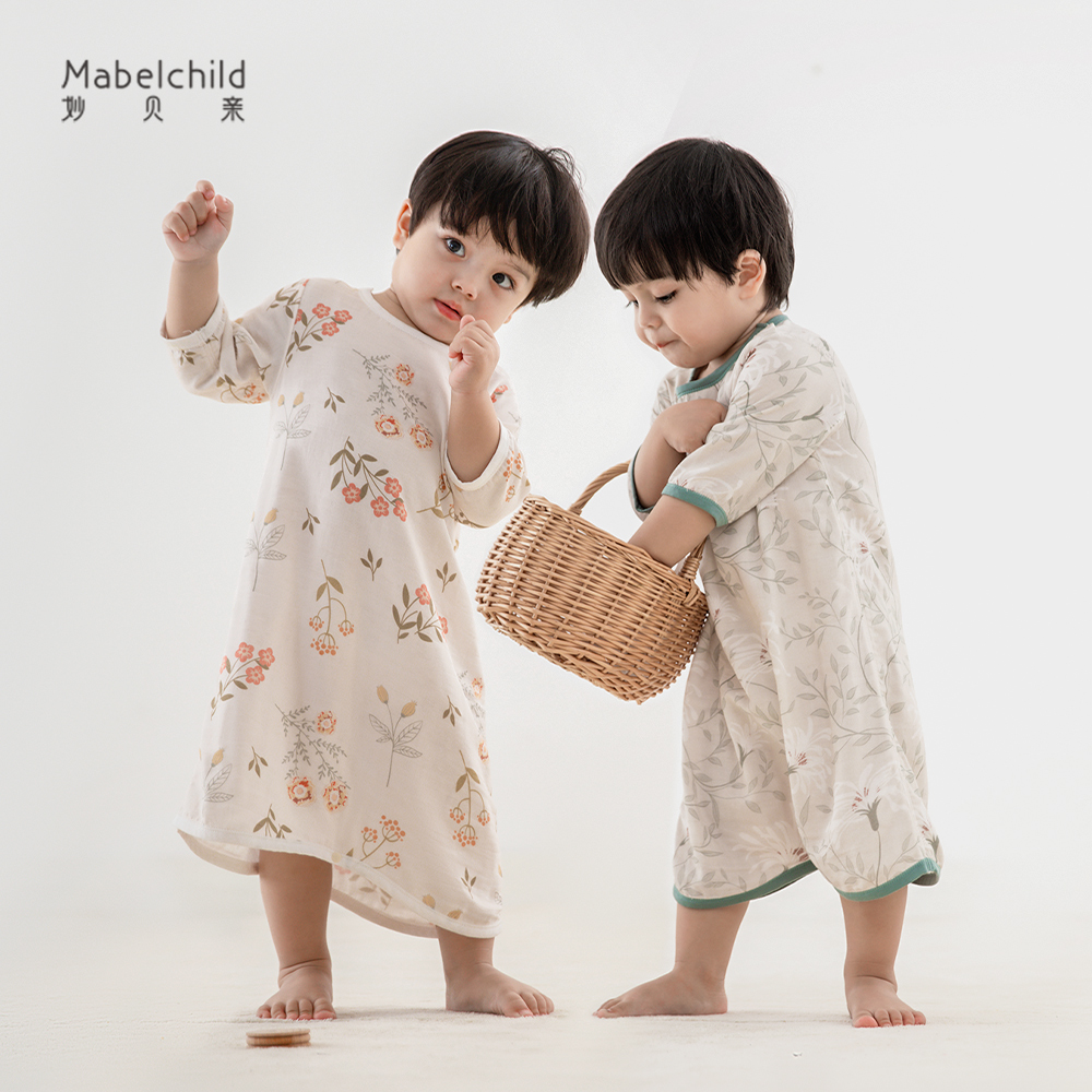 【天竹5代】婴儿睡衣夏季薄款宝宝纱布透气睡袍吸湿排汗家居睡裙