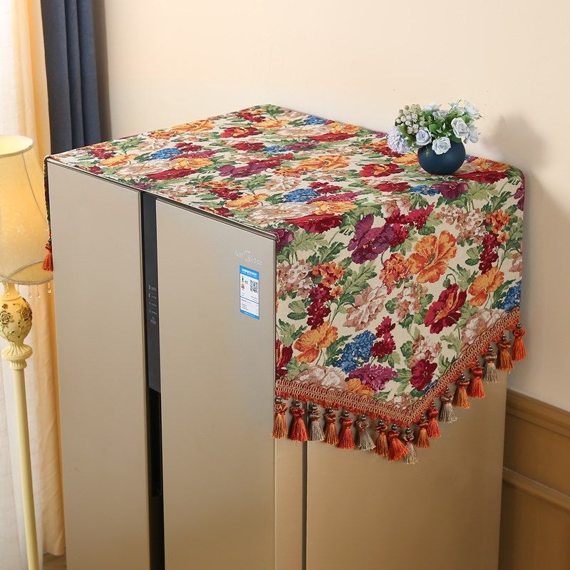 2024新款冰箱盖布防尘盖巾田园风防滑单双开门冰柜顶罩轻奢高级感