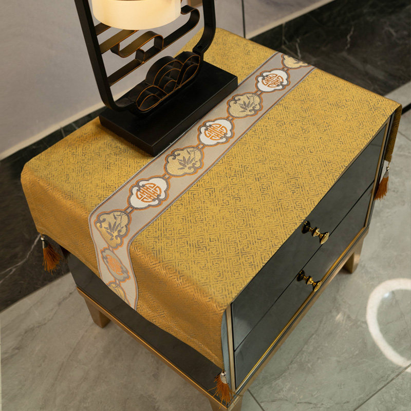 轻奢新中式盖布高档床头柜盖万能巾冰箱保险柜防尘布桌布艺防尘罩