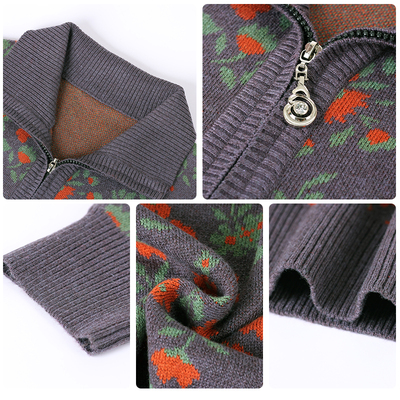 中老年人冬装女60岁70毛衣外套妈妈羊毛开衫拉链衫奶奶太太上衣服