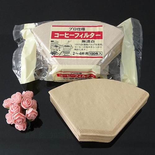 咖啡滤纸100枚102扇形手冲滤杯美式咖啡机V6滴漏壶咖啡粉过滤纸袋
