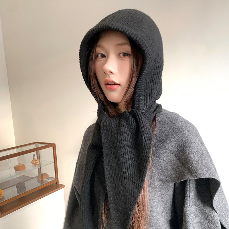 秋冬韩系连帽围巾一体保暖护耳帽