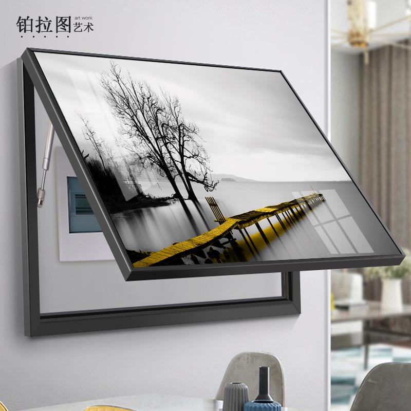 电表箱装饰画配电箱可推拉遮挡客厅总空气开关闸盒免打孔挂画