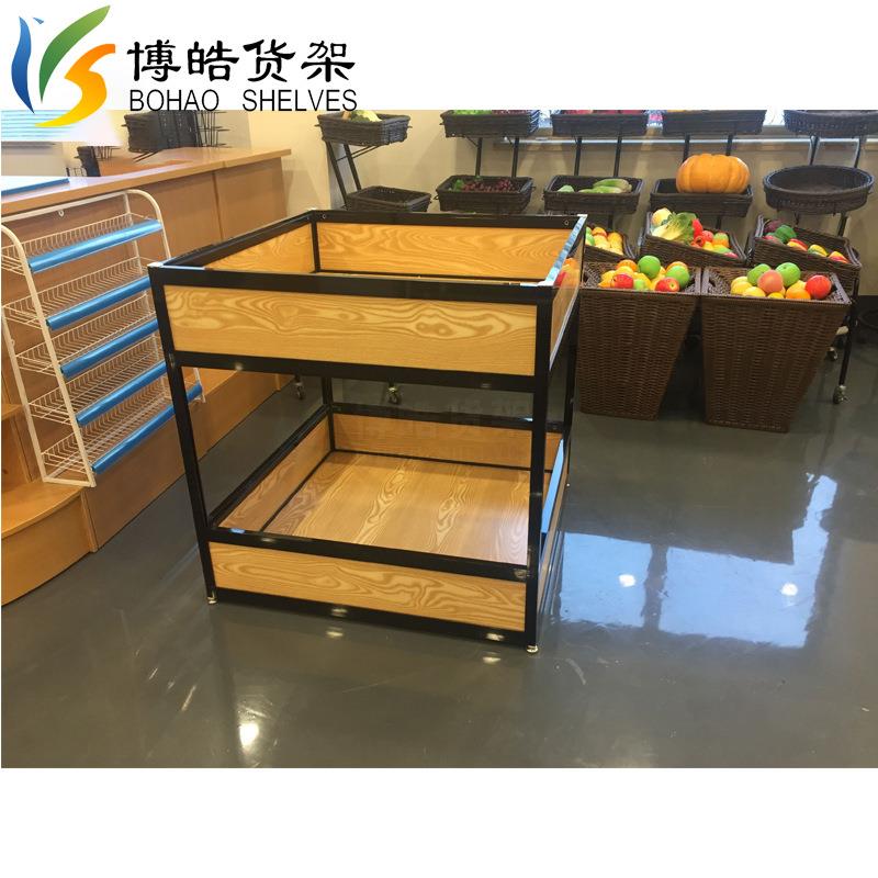 博皓超市水果货架木制货架便利店水果店货架展示架促销台