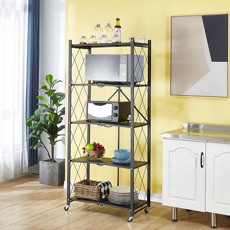 免安装折叠置物架厨房落地式烤箱微波炉家用收纳可折叠