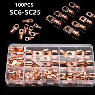 ebay100PCS盒装 SC25紫铜酸洗本色 窥口铜接线端子SC6