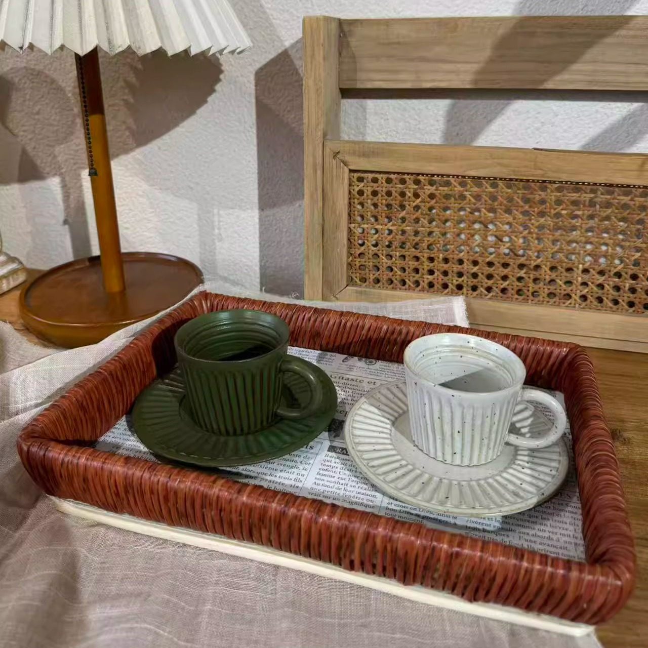 手工编织网红摆拍道具客厅装饰摆件长方形下午茶零食面包水果托盘