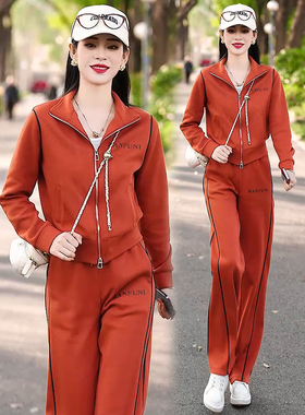 休闲运动服套装女2025春秋季新款减龄显瘦时尚开衫卫衣两件套