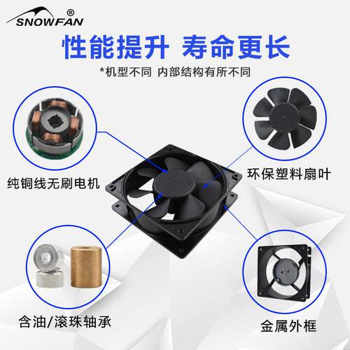 SNOWFAN20CM20060直流大风力滚珠散热风扇12V24V48V机柜轴流风机