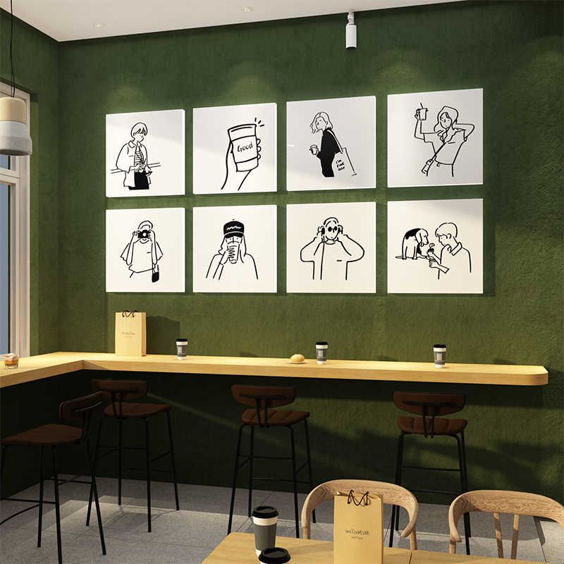 咖啡店角馆厅氛围布置背景墙壁面装饰画贴纸海报挂画软装饰品摆件