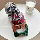 饰比熊 格子小型犬装 宠物狗狗项圈可爱领结猫脖圈衣领颈圈夏季 时尚