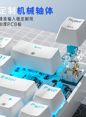 KEMOVE有线机械轴键盘青轴客制化电竞键盘RGB单色键鼠套装68键无