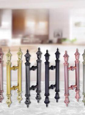 覆古欧式古色古香铜黄钛玫瑰金红色古色古香酒店木门拉手不锈钢