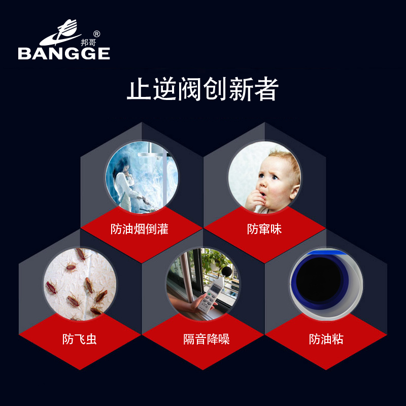 邦哥D型止逆阀厨房公共烟道 抽油烟机止回阀 大排量防味器防烟宝
