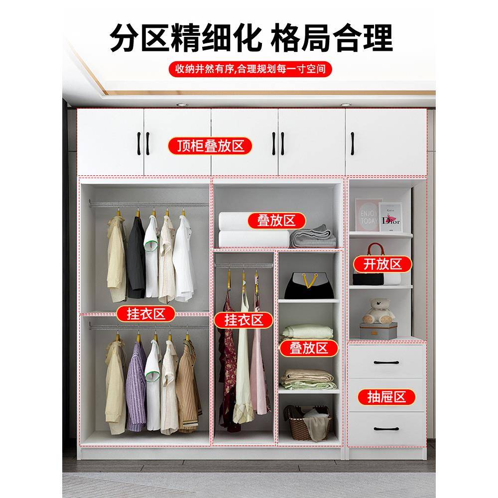 2025年新款衣柜家用卧室全实木推拉门出租房儿童简易组装简约现代