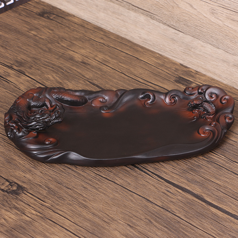 卜俗复古紫陶托盘储水干泡盘