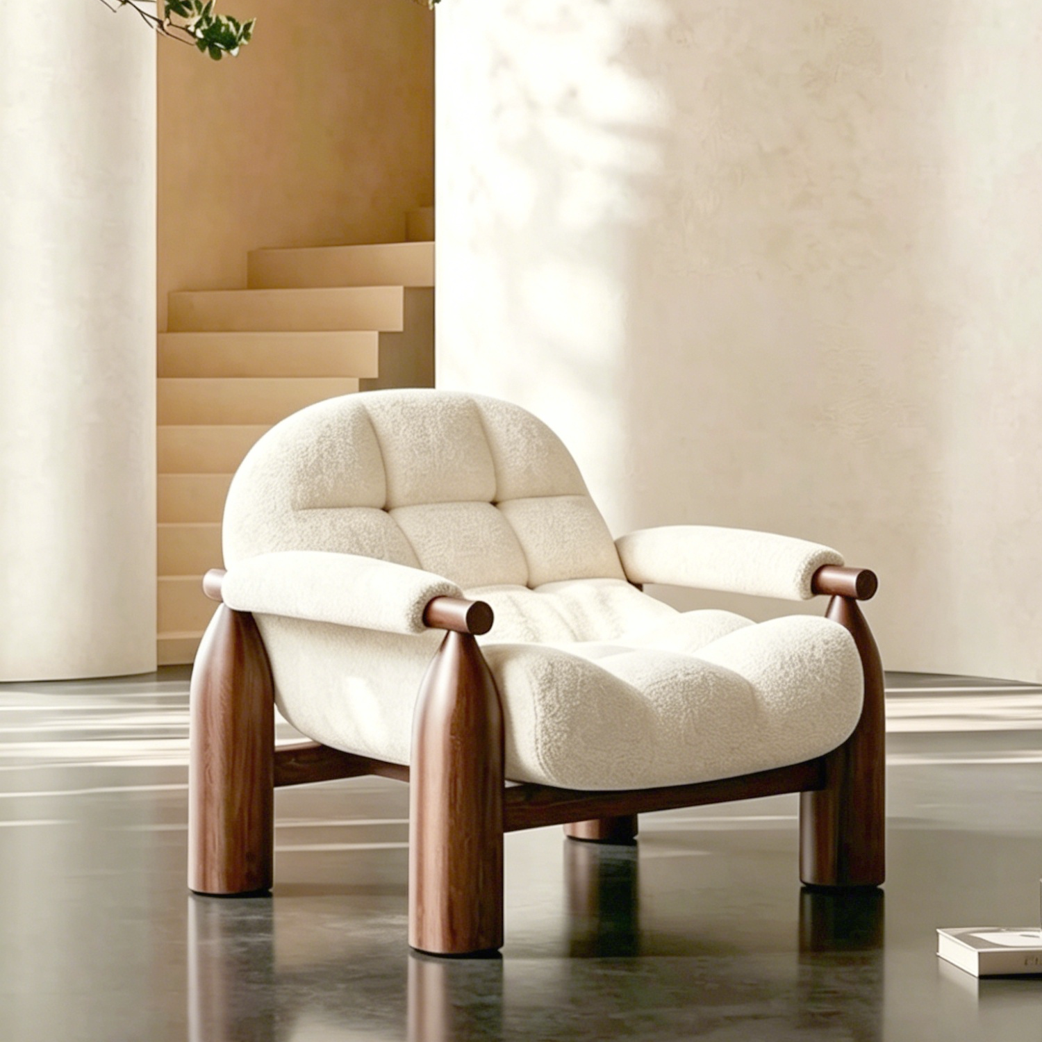 侘寂中古风单人沙发椅设计师时尚高级休闲客厅阳台单人沙发躺椅