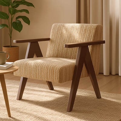 设计师款实木单人沙发椅覆古休闲 椅民宿酒店咖啡馆接待休闲 洽谈