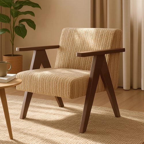 设计师款实木单人沙发椅覆古休闲 椅民宿酒店咖啡馆接待休闲 洽谈