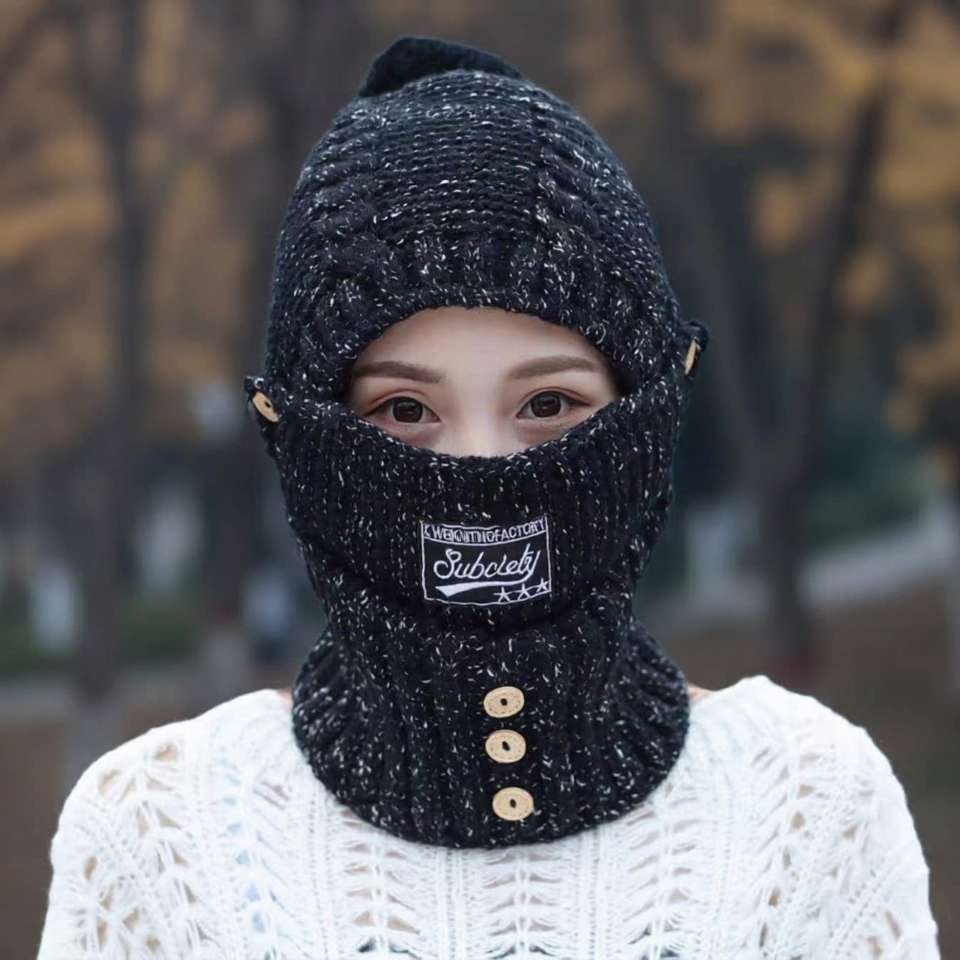 冬季女款保暖护耳防风毛线帽