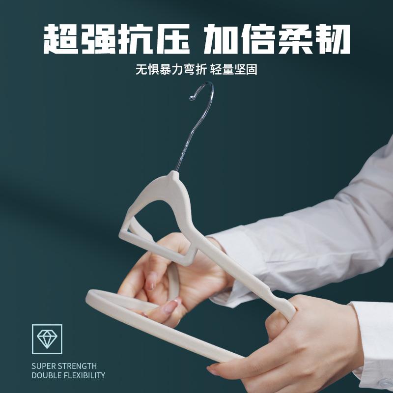 肩无痕植绒衣架家用挂衣干湿两用防滑衣柜衣架整理师专用收纳衣撑