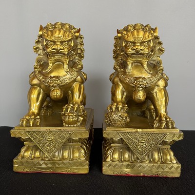 纯铜狮子摆件一对北京狮铜狮子大号宫门狮中式门口玄关家居装饰品