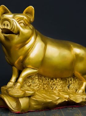 室内铜十二生肖猪摆件铜猪家居装饰品摆设办公桌客厅工艺品