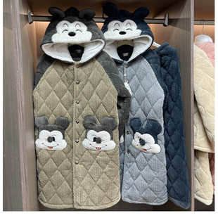 冬季长袍家居服三层夹棉特厚蛋糕绒时尚保暖外套可外穿睡衣套装