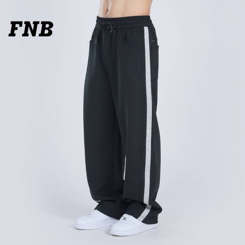 FNB潮牌侧边织带条纹卫裤男女26夏季薄款宽松休闲运动直筒长裤子