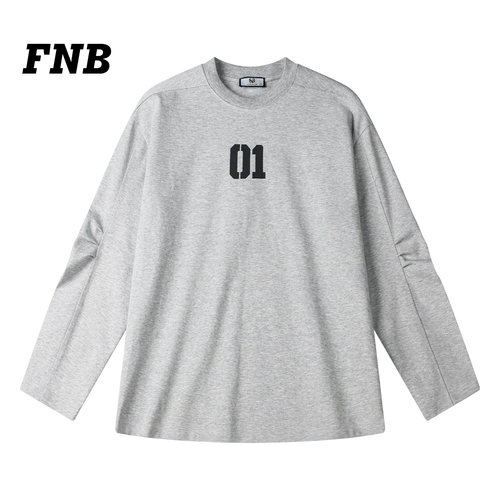FNB长袖T恤简约26秋季新款圆领卫衣男女宽松重磅数字印花上衣潮牌