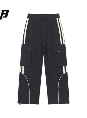 FNB美式潮牌工装风黑色多口袋阔腿裤男女宽松直筒休闲裤秋冬新款