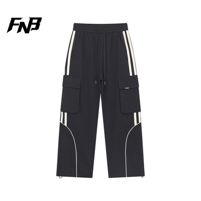 FNB美式潮牌工装风黑色多口袋阔腿裤男女宽松直筒休闲裤秋冬新款